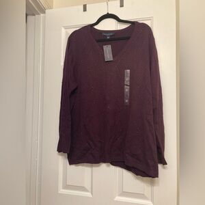 Tommy Hilfiger Women's Purple Rhinestone Argyle Sweater Plus Size 2X